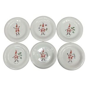 HausenWare Sally Noll Christmas Plates Set of 6 Santa Holiday Dinnerware 8"‎